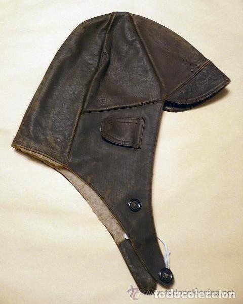 Militaria: GORRO AVIADOR ( MOTORISTA) DE CUERO - GUERRA CIVIL Y POSGUERRA