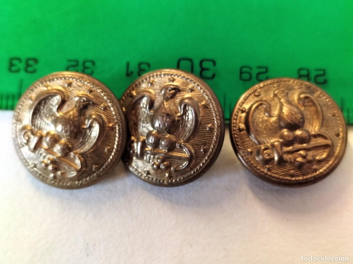 Militaria: Lote 3 Bot&oacute;nes uniforme antiguo de la Marina Federal de a&ntilde;os 1800,ancla y &aacute;guila de ala izquierda