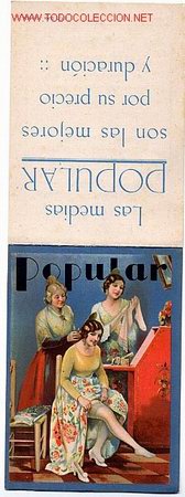 Miniaturas de perfumes antigos: ETIQUETA DE MEDIAS LA POPULAR , VALENCIA.