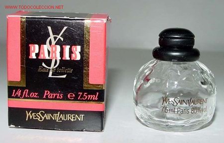 &Eacute;chantillons de parfums anciens: ANTIGUO FRASCO MINIATURA  DE PERFUME CON SU CAJA TOTALMENTE ORIGINAL - PARIS - YVES SAINT LAURENT .