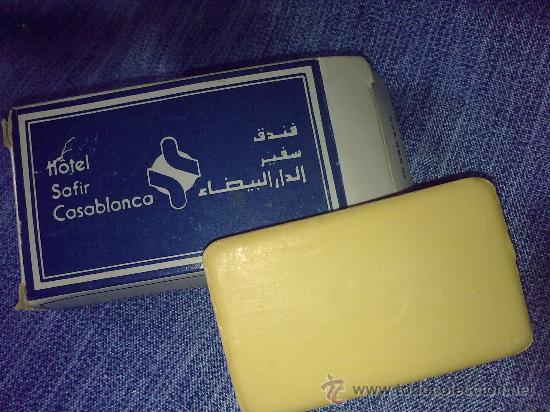 Miniaturen von alten Parf&uuml;men: Pastilla de Jab&oacute;n procedente del hotel Safir de Casablanca -Marruecos- A&ntilde;os 80&acute;s -en caja