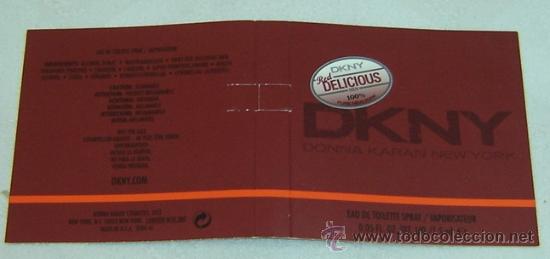 Miniaturas de perfumes antiguos: CARTULINA PUBLICIDAD MUESTRA COLONIA RED DELICIOUS MEN DKNY 7,5*16,5 cms.