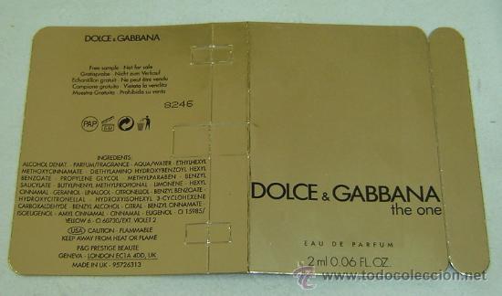 Miniaturas de perfumes antigos: CARTULINA PUBLICIDAD MUESTRA COLONIA DOLCE & GABBANA-THE ONE 16,5*10 cms.