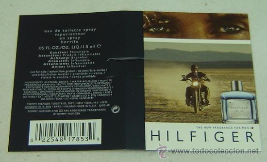 Miniaturas de perfumes antiguos: CARTULINA PUBLICIDAD MUESTRA COLONIA HILFIGER- 8*13 cms.