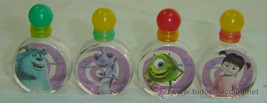 Miniaturas de perfumes antigos: JUEGO 4 FRASCOS VACIOS COLONIA MONSTRUOS S.A.-COLECCION DISNEY PIXAR - VACIAS