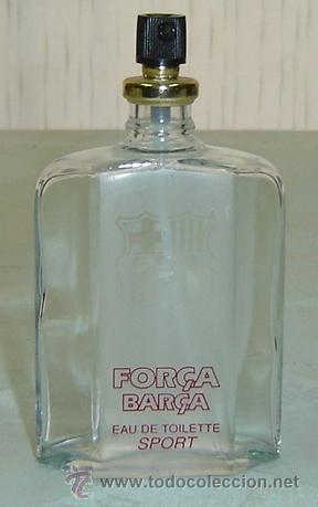 Miniaturas de perfumes antiguos: PROBADOR VACIO COLONIA FOR&Ccedil;A BAR&Ccedil;A CON ESCUDO SERIGRAFIADO-VAPORIZADOR 13*7*3 cms.