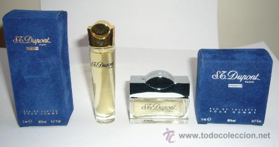 Miniaturas de perfumes antiguos: DUO DE MINIATURAS DE S.T DUPONT PARIS POUR FEMME / POUR HOMME