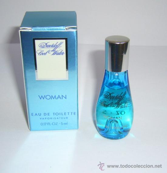 Miniaturas de perfumes antiguos: MINIATURA DE PERFUME COOL WATER DE DAVIDOFF WOMAN (TAPON PLATEADO)