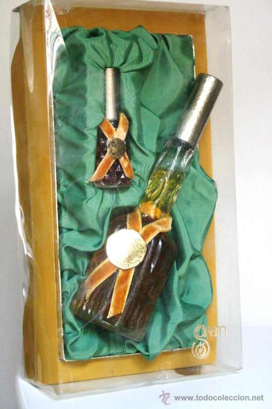 Miniaturas de perfumes antiguos: PERFUME RUSTICO DE MONTPLET EN ESTUCHE REGALO A&Ntilde;OS 50. UNICO!!