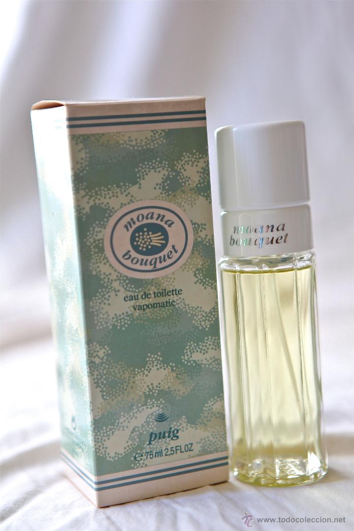 Miniaturas de perfumes antiguos: COLONIA MOANA BOUQUET DE A. PUIG. 75 ML. COLONIA A&Ntilde;OS 70. MUY BUSCADA.