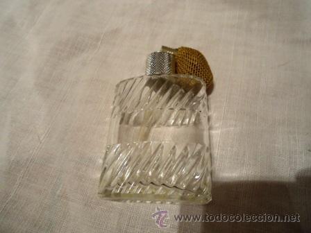 Miniature di profumi antiche: ANTIGUO FRASCO DE CRISTAL FRANCES PARA PERFUMES TAPON DE ROSCA Y FUELLE DORADO