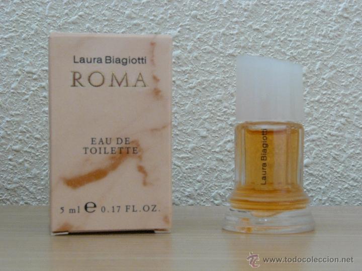 Miniaturas de perfumes antiguos: miniatura de perfume roma de laura biagotti con caja