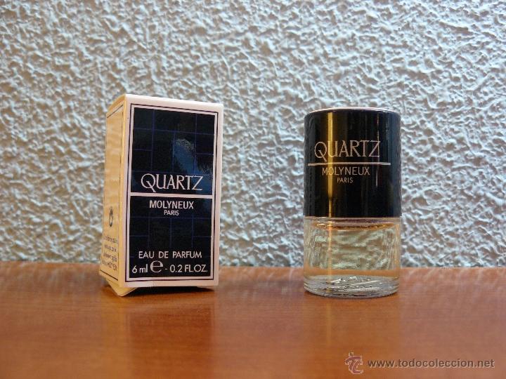 Miniaturas de perfumes antiguos: Miniatura de perfume Quartz con caja - Foto 1