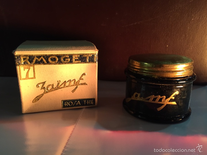 &Eacute;chantillons de parfums anciens: 11.4 caja, frasco, bote cosm&eacute;tico perfume dermog&eacute;tico za&iuml;mf base de polvos pecas y manchas, caja