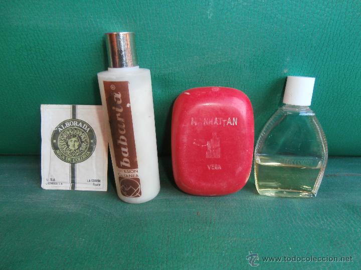 &Eacute;chantillons de parfums anciens: viejo lote de jabon, perfume,crema bavaria, vera ,la toja