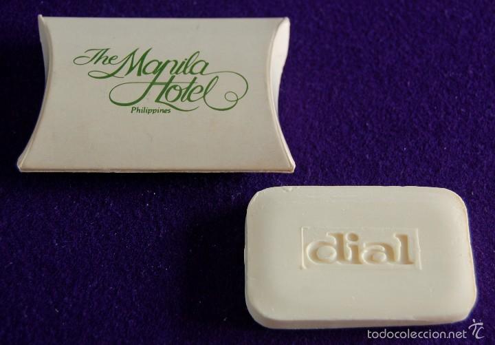 Miniaturas de perfumes antigos: ANTIGUA PASTILLA DE JABON. THE MANILA HOTEL PHILIPPINES. SIN USAR. A&Ntilde;OS 80. CAJA ORIGINAL. MINIATURA