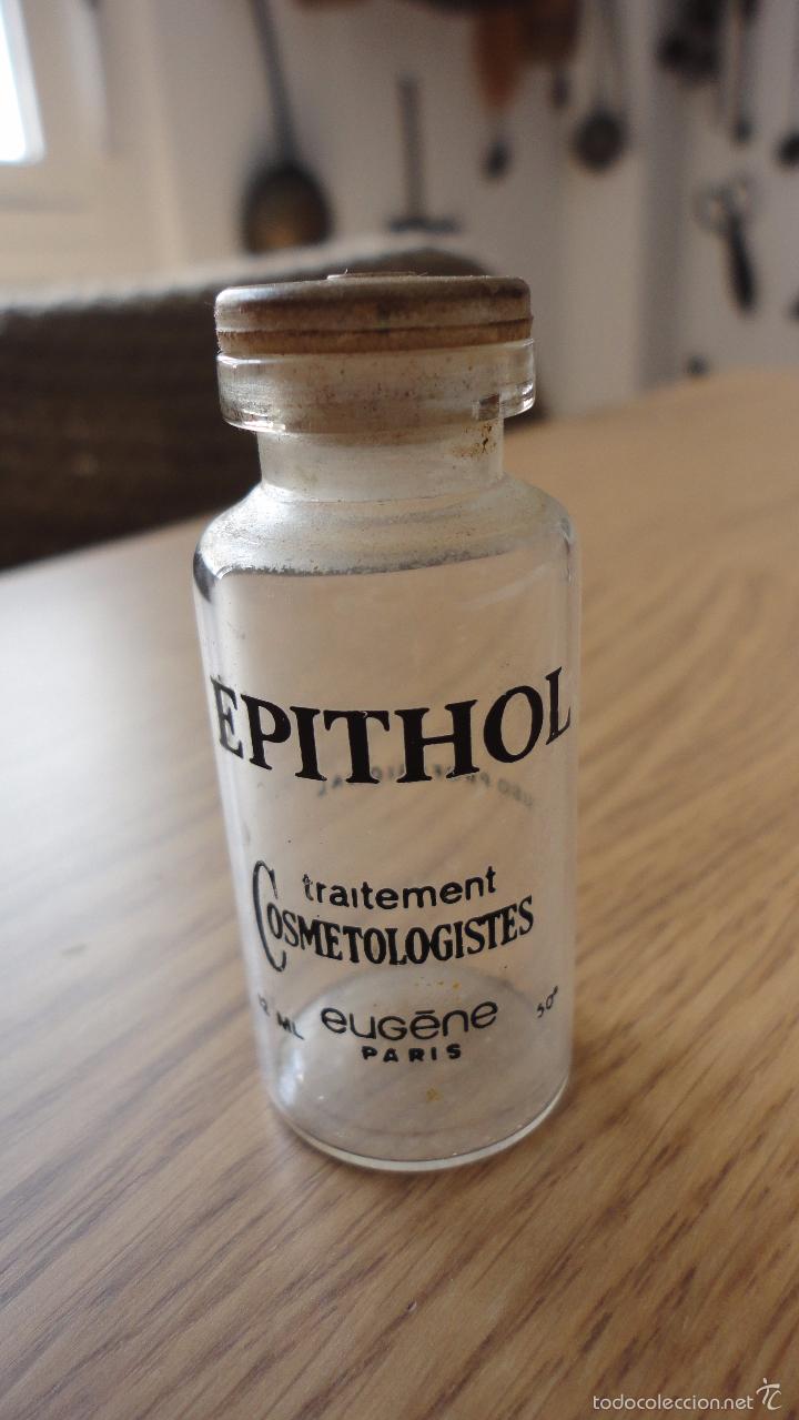 &Eacute;chantillons de parfums anciens: ANTIGUO FRASCO.EPITHOL.TRAITEMENT COSMETOLOGISTES.EUGENE.PARIS.USO PROFESIONAL.