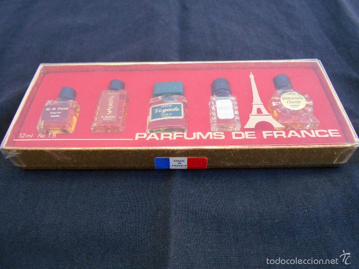 Miniaturas de perfumes antiguos: ESTUCHE CON CINCO FRASCOS DE PERFUMES DE FRANCE - Foto 2 - 60944275