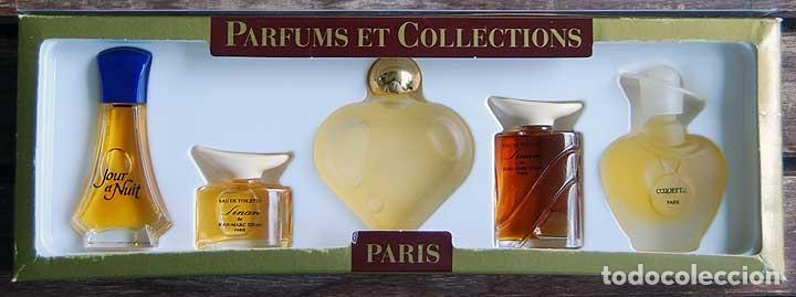 Miniaturas de perfumes antigos: Caja Colecci&oacute;n de 5 Perfumes Miniatura Coquette, Sinan, Le Coeur, Jour et Nuit. Paris