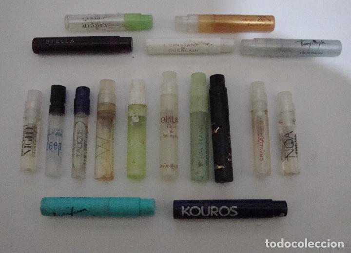 Miniaturas de perfumes antigos: (TC-107) LOTE DE 17 VIALES PULVERIZADORES COLONIA PERFUME