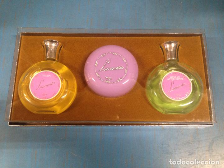 Miniaturen von alten Parf&uuml;men: ANTIGUO SET COLONIA, LOCION Y AFTER SHAVE LAVANDA DE VERA. NUEVO EN CAJA ORIGINAL
