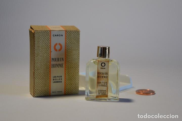 Miniature di profumi antiche: MINIATURA COLONIA PERFUME CARON POUR UN HOMME LES PLUS BELLES LAVANDES PARIS FRANCE INCLUYE CAJA