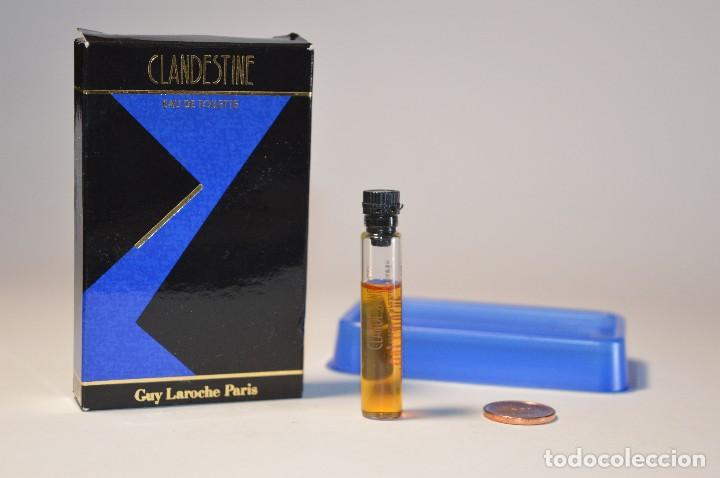 Miniature di profumi antiche: MINIATURA COLONIA PERFUME CLANDESTINE EAU DE TOILETTE GUY LAROCHE PARIS MADE IN FRANCE INCLUYE CAJA