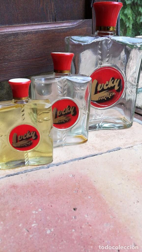 Miniaturen von alten Parf&uuml;men: MAS S.A. BARCELONA, LOTE de 3 ANTIGUOS &laquo;LUCKY FOR MEN&raquo;.