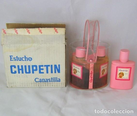 Miniatures of antique perfumes: D155 ESTUCHE PACK CHUPETIN, CANASTILLA CON JABON, AGUA DE COLONIA Y TALCO, CAJA ORIGINAL