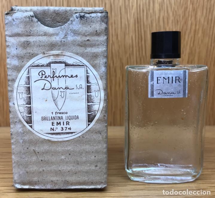 Miniaturas de perfumes antiguos: Antigua caja y frasco de Brillantina Emir - Perfumes Dana, S.A.