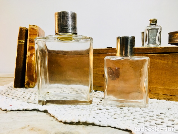 Miniaturas de perfumes antiguos: LOTE DE 2 TARROS DE PERFUME CON TAP&Oacute;N DE ROSCA BOTE COLONIA VINTAGE