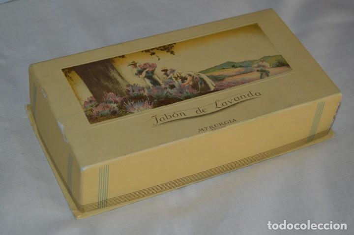 Miniaturas de perfumes antiguos: VINTAGE - SET / ESTUCHE CON TRES JABONES DE LAVANDA DE MYRURGIA - PRECINTADOS - ¡Mira! - Foto 7 - 144778818