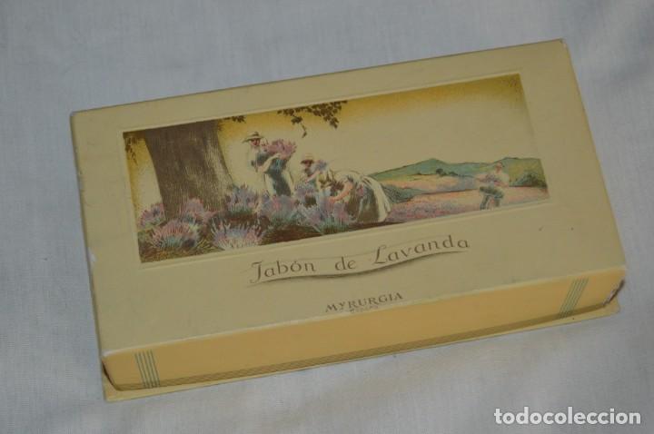 Miniaturas de perfumes antiguos: VINTAGE - SET / ESTUCHE CON TRES JABONES DE LAVANDA DE MYRURGIA - PRECINTADOS - ¡Mira! - Foto 8 - 144778818