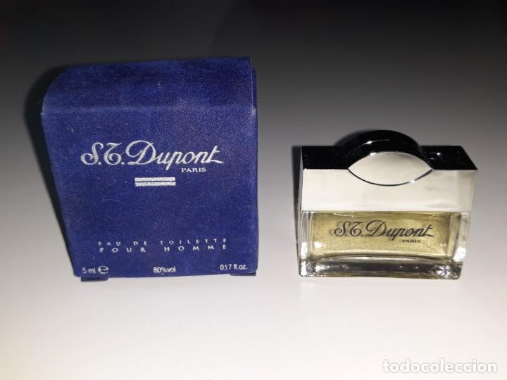 &Eacute;chantillons de parfums anciens: ANTIGUA MINIATURA DE PERFUME EAU DE TOILETTE - S.T DUPONT - PARIS - POUR HOMME - CON SU CAJA - 5 M.L