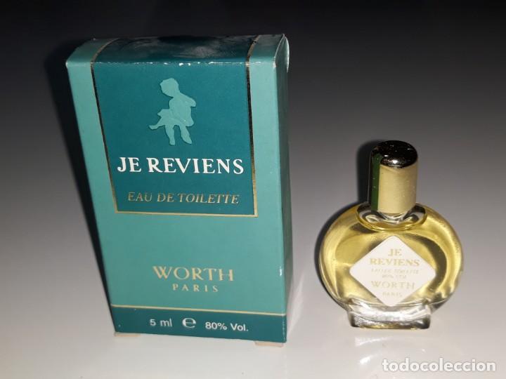 &Eacute;chantillons de parfums anciens: ANTIGUA MINIATURA DE PERFUME EAU DE TOILETTE - JE REVIENS - WORTH PARIS - CON SU CAJA - 5 M.L