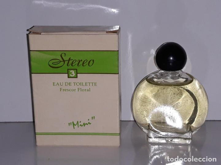 &Eacute;chantillons de parfums anciens: ANTIGUA MINIATURA DE PERFUME EAU DE TOILETTE - STEREO 3 - FRESCOR FLORAL MINI  - CON SU CAJA 15 M.L