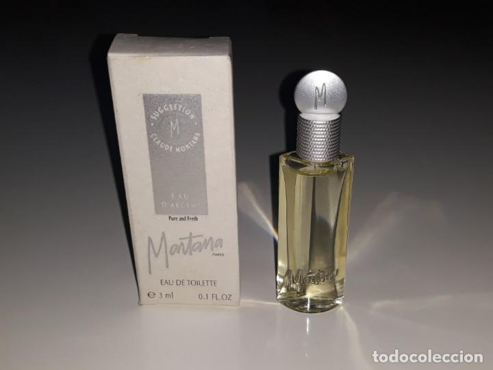 &Eacute;chantillons de parfums anciens: ANTIGUA MINIATURA DE PERFUME EAU DE TOILETTE - SUGGESTION - CLAUDE MONTANA CON SU CAJA 3  M.L
