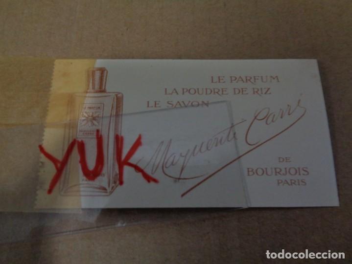 Miniature di profumi antiche: TARJETA PERFUME , ANTIGUA 1913 , PUBLICIDAD MARGERITE CARRE , PARIS , ORIGINAL