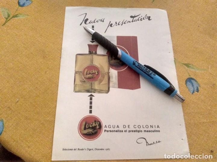 &Eacute;chantillons de parfums anciens: ANTIGUO DOBLE ANUNCIO AGUA DE COLONIA PARA HOMBRE LUCKY TRASERA TELEVISION TELEVISOR WERNER