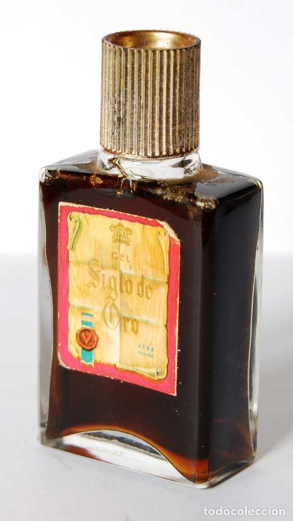 Miniaturen von alten Parf&uuml;men: Miniatura Gel Siglo de Oro. Tap&oacute;n dorado. Lleno. Vera