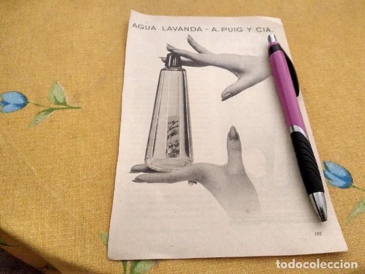 Miniaturen von alten Parf&uuml;men: ANTIGUO DOBLE ANUNCIO PUBLICIDAD COLONIA PERFUME AGUA LAVANDA A. PUIG Y CIA TRASERA LAMPARA Z
