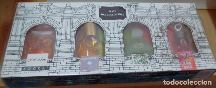 Miniaturas de perfumes antigos: CAJA CON 4 MINIATURAS PLACE DES RENCONTRES