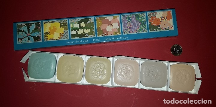 Miniature di profumi antiche: ANTIGUO ESTUCHE DE JABONES , JAVON FLORAL DE LUJO - PUIG