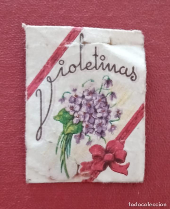 Miniaturas de perfumes antiguos: SOBRECITO VIOLETINAS. PERFUME PARA REFRESCAR LA BOCA. REGALIA