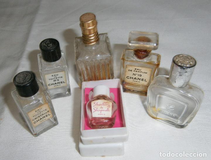 Miniaturas de perfumes antiguos: seis miniaturas perfume chanel - loewe - etc  vacias