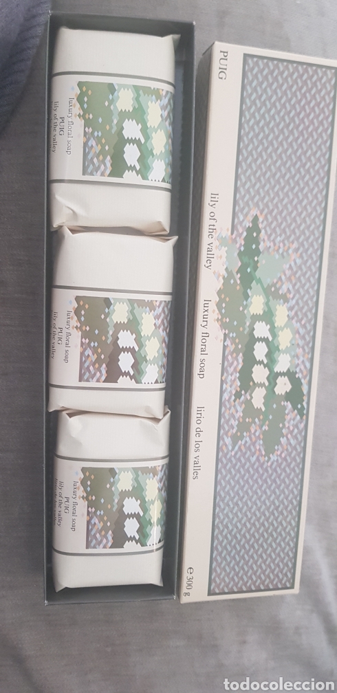Miniaturas de perfumes antigos: Jabones Puig Lirio de los Valles 3x100grs