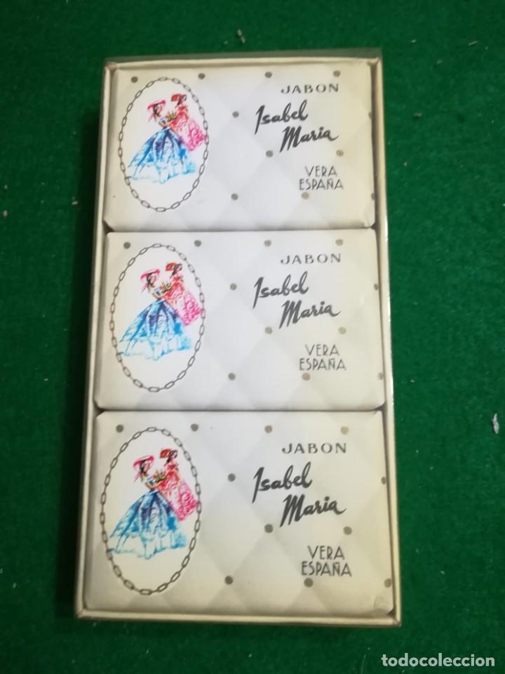 Miniaturas de perfumes antigos: ESTUCHE DE JAB&Oacute;N ISABEL MARIA , VINTAGE , 3 UNIDADES , SIN USO