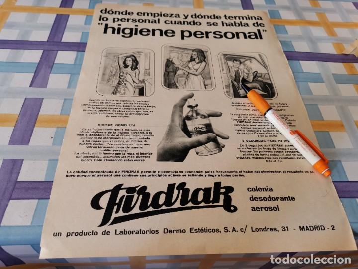 Miniaturen von alten Parf&uuml;men: COLONIA DESODORANTE AEROSOL FIRDRAK ANUNCIO PUBLICIDAD REVISTA 1971