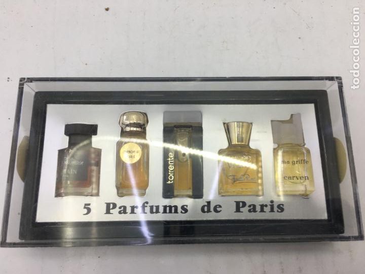 Miniaturen von alten Parf&uuml;men: BOTELLA EN MINIATURA DE 5 PARFUMS DE PARIS - TORRENTE, GIVENCHY III, MISS BALMAIN, VIVARA, MA GRIFFE