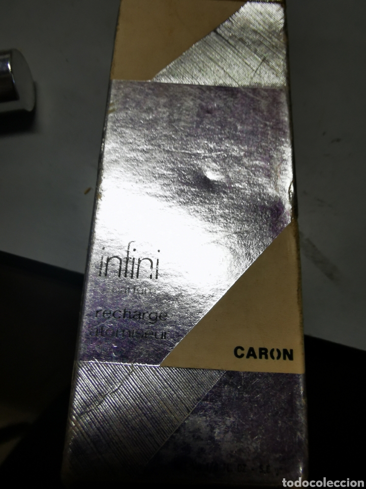 Miniaturas de perfumes antigos: Perfume infini Caron. 1960 estuchado. Medida botella 8cm